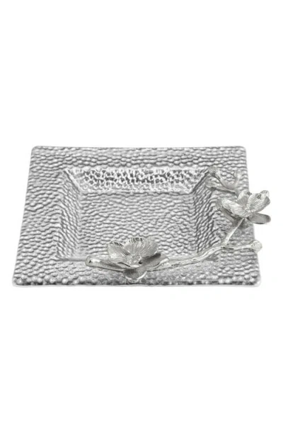 Michael Aram White Orchid Glass Snack Dish In Silver