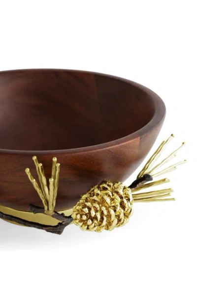 Michael Aram Pine Cone Wood Small Bowl In Brown