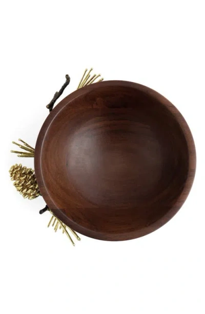 Michael Aram Pine Cone Wood Small Bowl In Brown