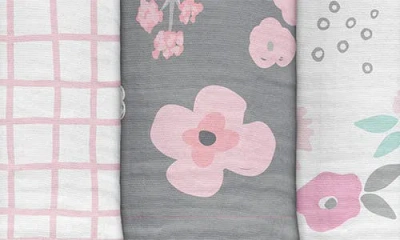 Stephen Joseph Set Of 3 Muslin Blankets In Pink