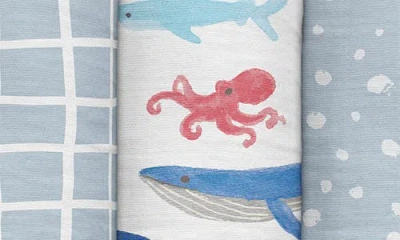 Stephen Joseph Set Of 3 Muslin Blankets In Gray