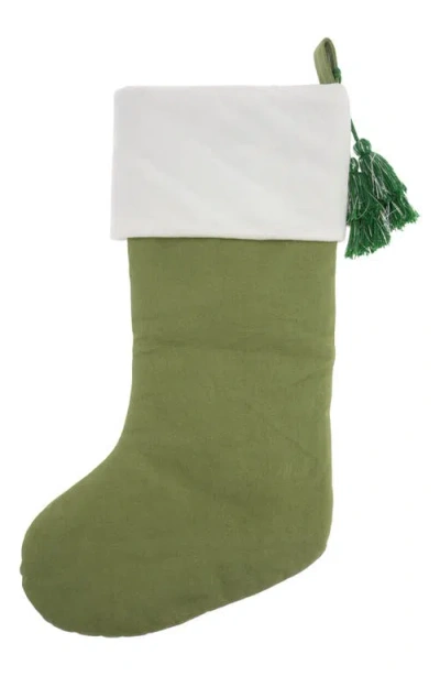 Stephen Joseph Embroidered Holiday Stocking In Green