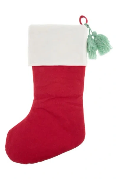 Stephen Joseph Embroidered Holiday Stocking In Red