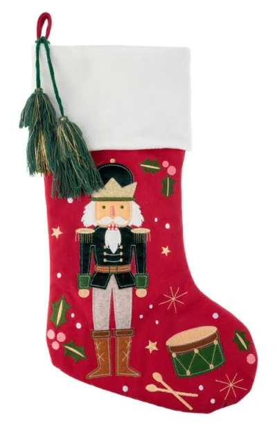 Stephen Joseph Embroidered Holiday Stocking In Red