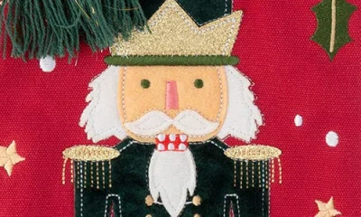 Stephen Joseph Embroidered Holiday Stocking In Red