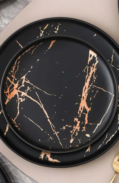 Stone Lain Zora Porcelain 4-piece Dinner Plate Set In Black