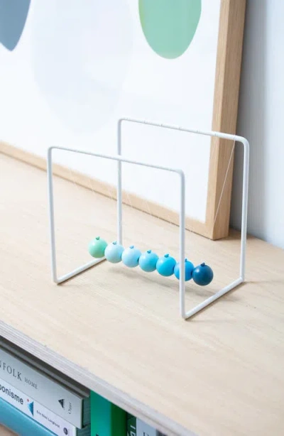 Block Design Newton's Cradle Decor In Blue