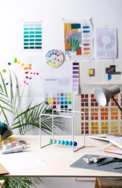 Block Design Newton's Cradle Decor In Blue