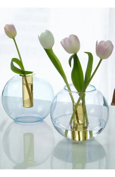 Block Design Set Of 2 Medium Bubble Vases In Blue