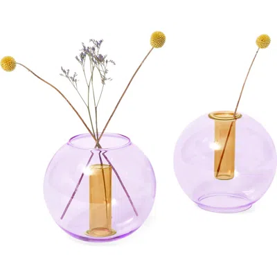 Block Design Set Of 2 Medium Bubble Vases In Purple