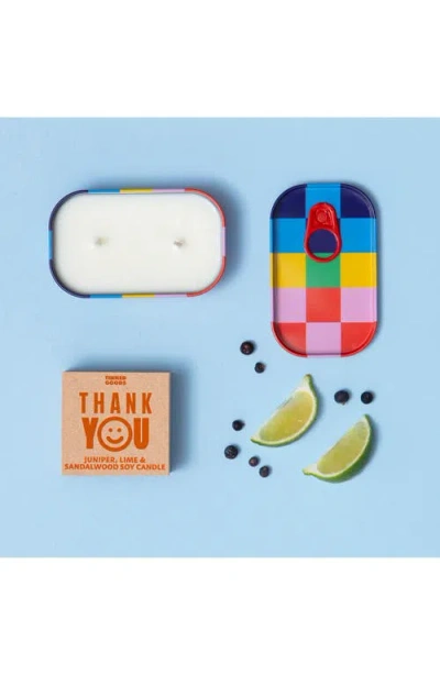 Block Design Thank You Tinned Candle In Multi