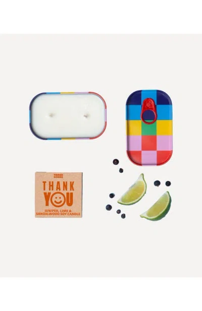 Block Design Thank You Tinned Candle In Multi