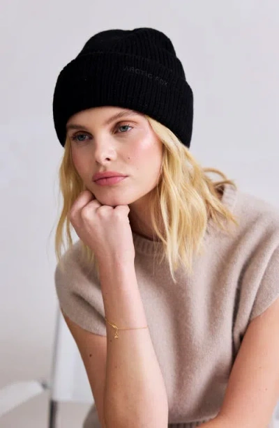 Arctic Fox & Co. Arctic Fox & Co The Embroidered Merino Wool Beanie In Black