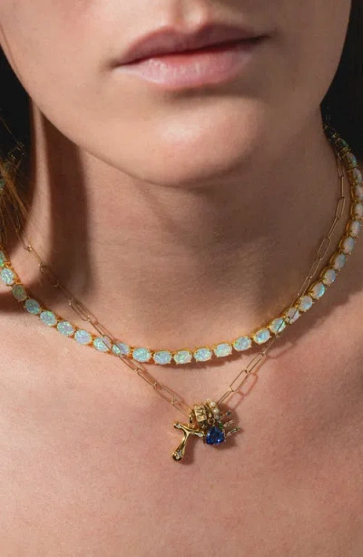 Local Eclectic Semiprecious Stone Initial Charm In Multi