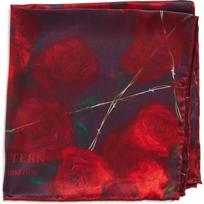Lost Pattern La Rosa Silk Pocket Square In Red