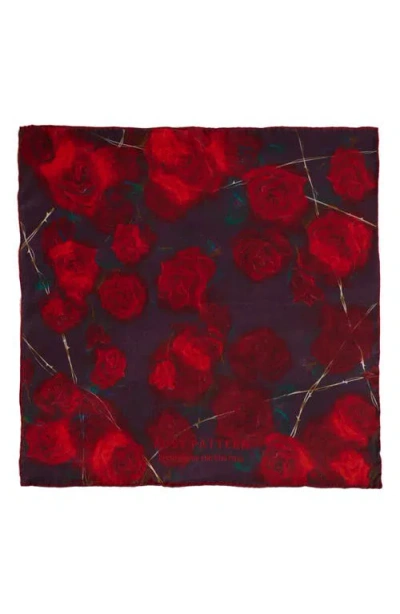 Lost Pattern La Rosa Silk Pocket Square In Red