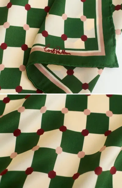Lost Pattern Checkerboard Silk Pocket Square In Green