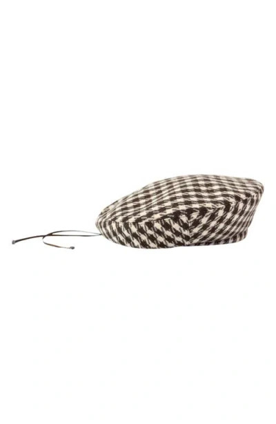 Lost Pattern Houndstooth Beret In Brown