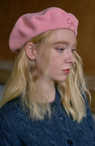 Lost Pattern Bon Chic Wool Blend Beret In Pink