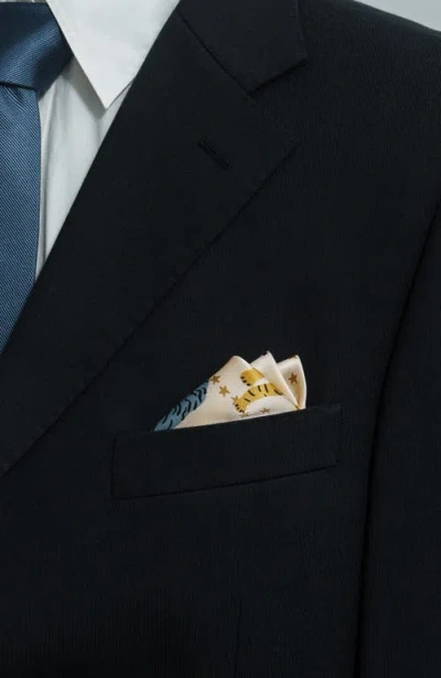 Lost Pattern Neon Tigers Silk Pocket Square In Multi