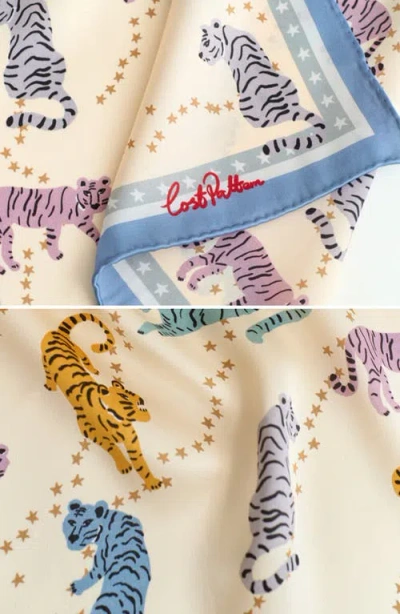Lost Pattern Neon Tigers Silk Pocket Square In Multi