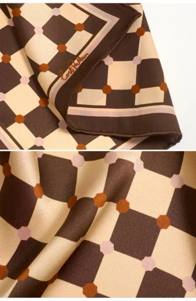 Lost Pattern Checkerboard Silk Pocket Square In Brown