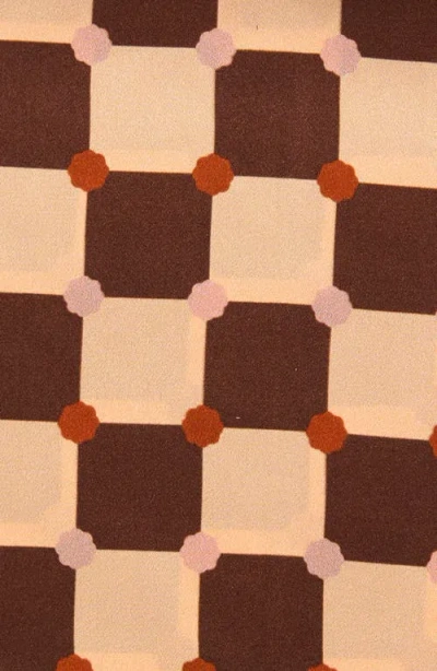 Lost Pattern Checkerboard Silk Pocket Square In Brown