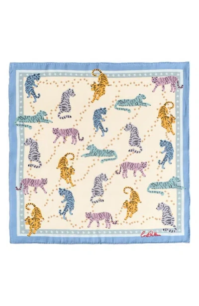 Lost Pattern Neon Tigers Silk Pocket Square In Multi