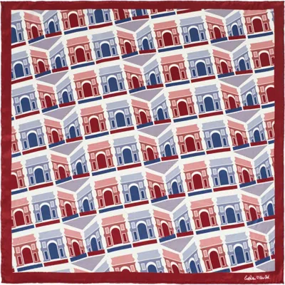 Lost Pattern Square Arch Print Silk Bandana In Red