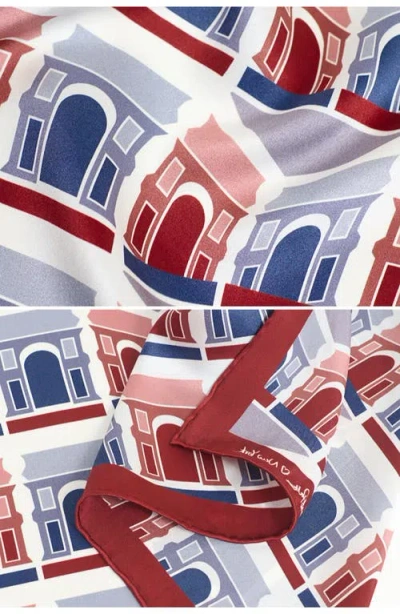 Lost Pattern Square Arch Print Silk Bandana In Red