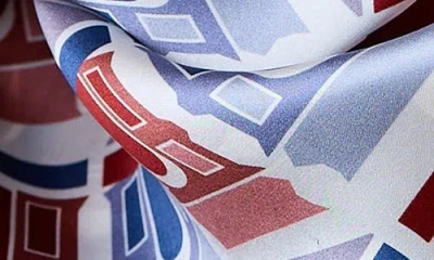 Lost Pattern Square Arch Print Silk Bandana In Red