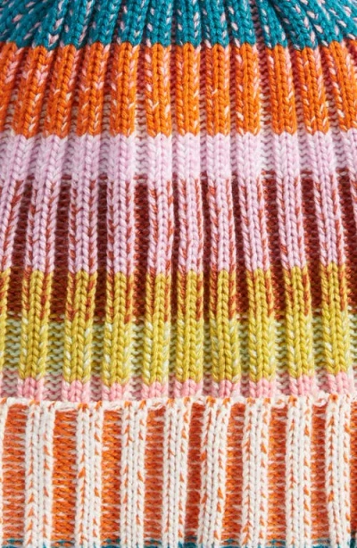 Verloop Mosaic Stripe Pompom Beanie In Multi