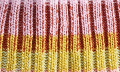 Verloop Mosaic Stripe Pompom Beanie In Multi