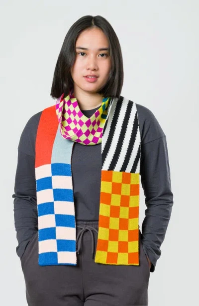 Verloop Pattern Patch Skinny Scarf In Multi