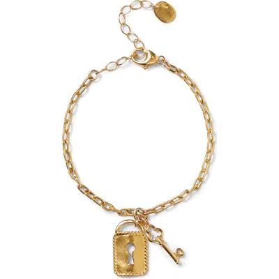 Chan Luu Lock & Key Charm Bracelet In Gold