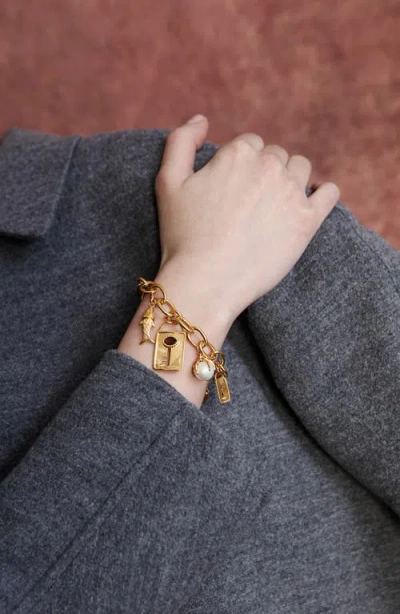 Chan Luu Lock & Key Charm Bracelet In Gold