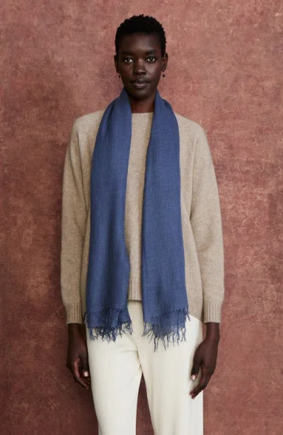 Chan Luu Fringe Cashmere & Silk Scarf In Blue