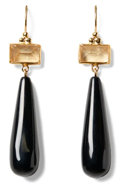Chan Luu Messina Semiprecious Stone Drop Earrings In Black