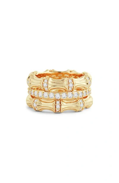 Anabel Aram Jewelry Bamboo Texture Stack Ring In Gold