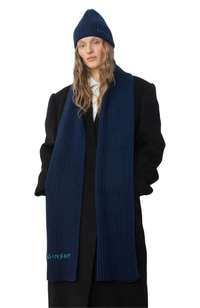 Ruslan Baginskiy Monogram Embroidered Merino Wool Scarf In Blue