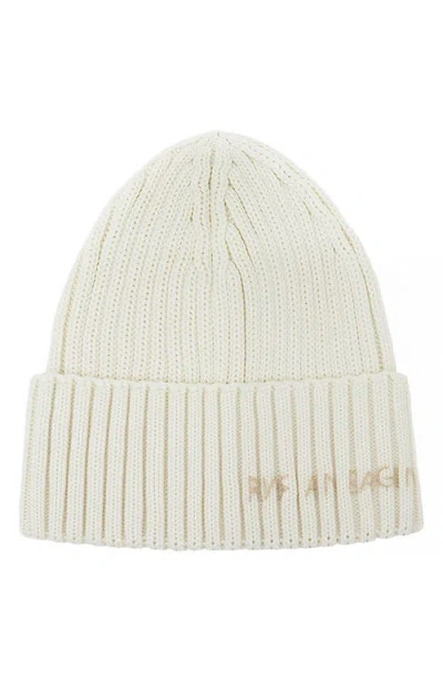 Ruslan Baginskiy Monogram Embroidered Rib Wool Blend Beanie In Neutral