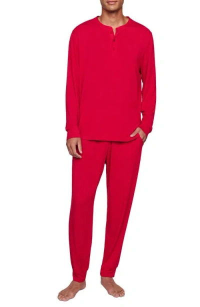Eberjey Henry Stretch Tencel® Modal Long Pajamas In Red