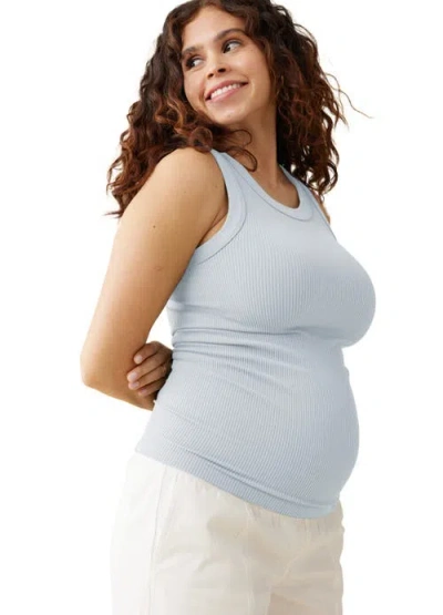 Ingrid & Isabel Seamless Maternity Rib Tank In Blue