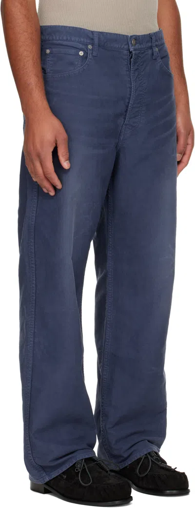 Visvim Navy Fluxus 01 Wide G.cords Trousers In Blue