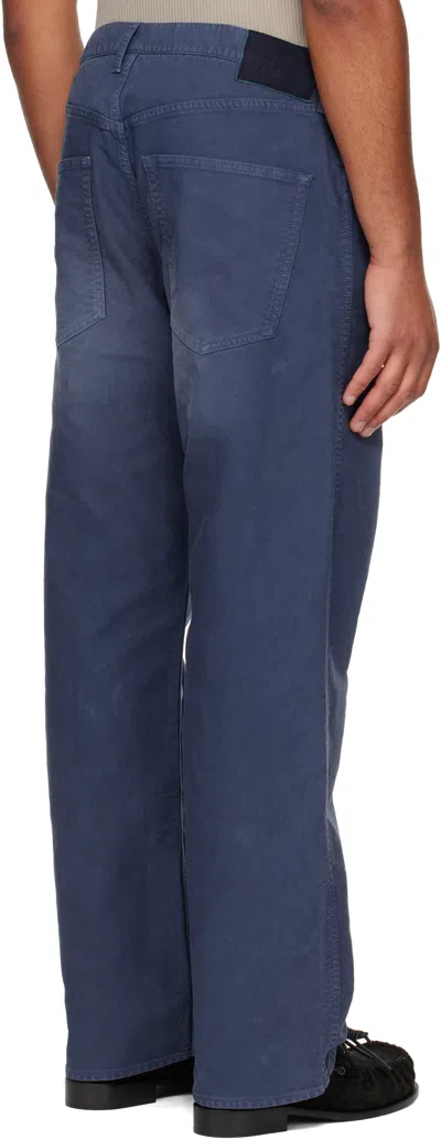 Visvim Navy Fluxus 01 Wide G.cords Trousers In Blue