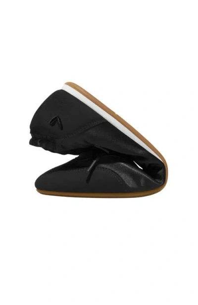Vivaia Round-toe Satin Sneakerina In Black