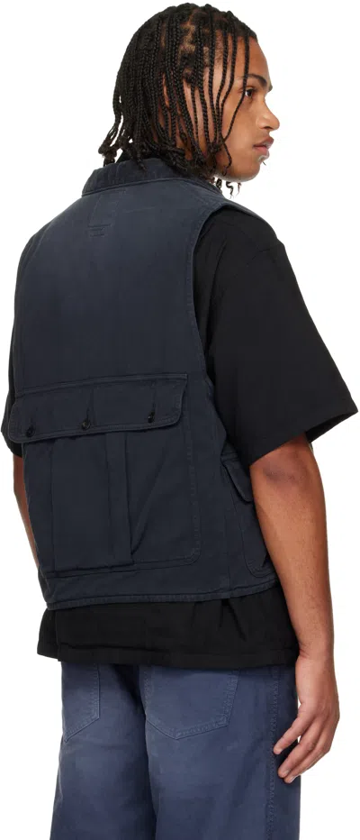 Visvim Black Matto Hunting Denim Vest In Blue