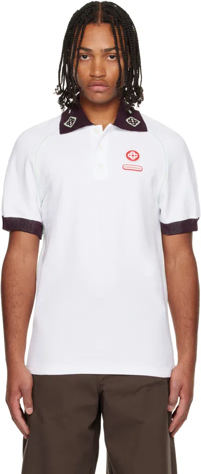 Casablanca Piqu Cotton Polo Shirt In White