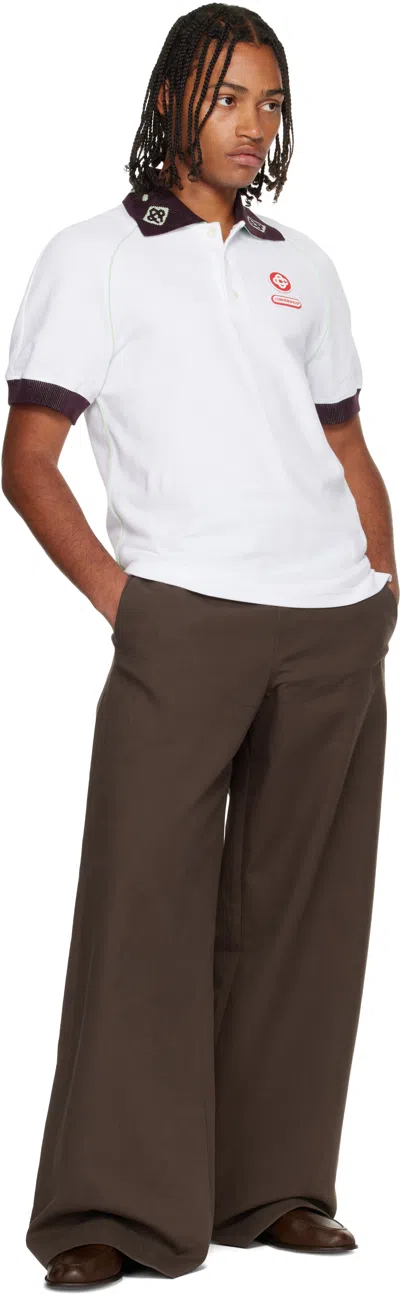 Casablanca Piqu Cotton Polo Shirt In White