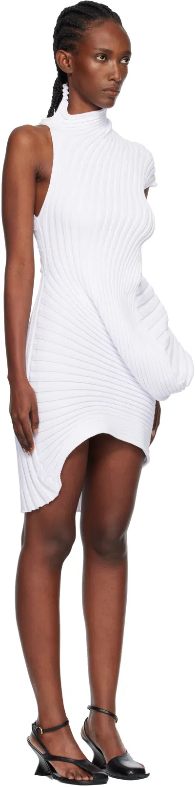 Issey Miyake White Knit 'as It Is' Minidress In White